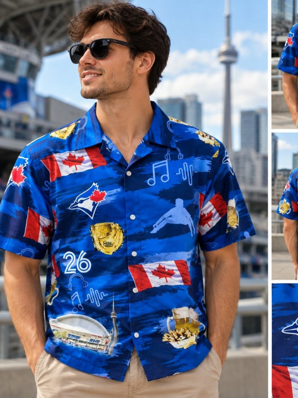 Toronto Blue Jays All-Over Print Button-Up Shirt Men's XL 🇨🇦